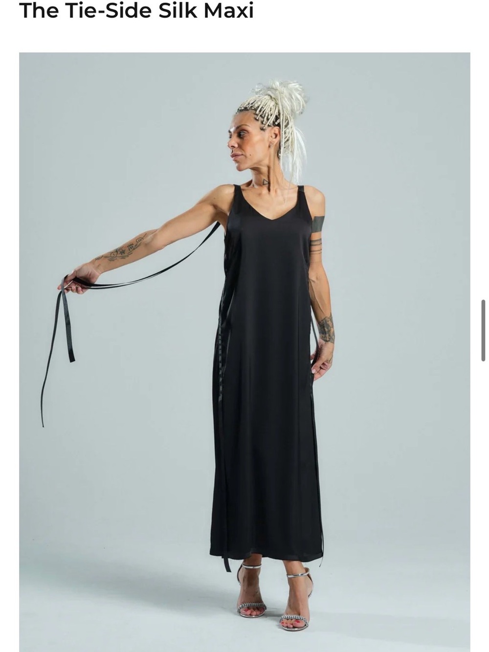 Locker Room Tie Sides Black Slip Dress with Ribbon Accents
